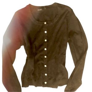 NWT Black cardigan lurex trim Gold buttons new